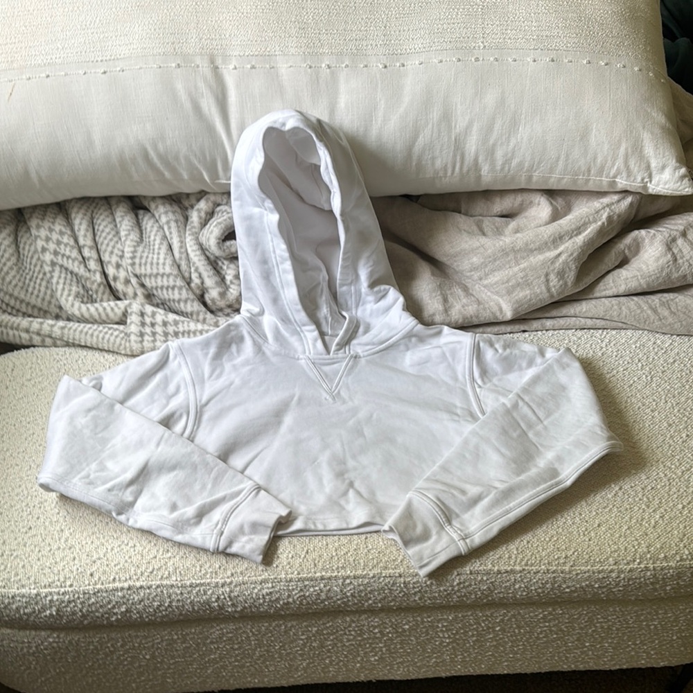 White Cropped Hoodie